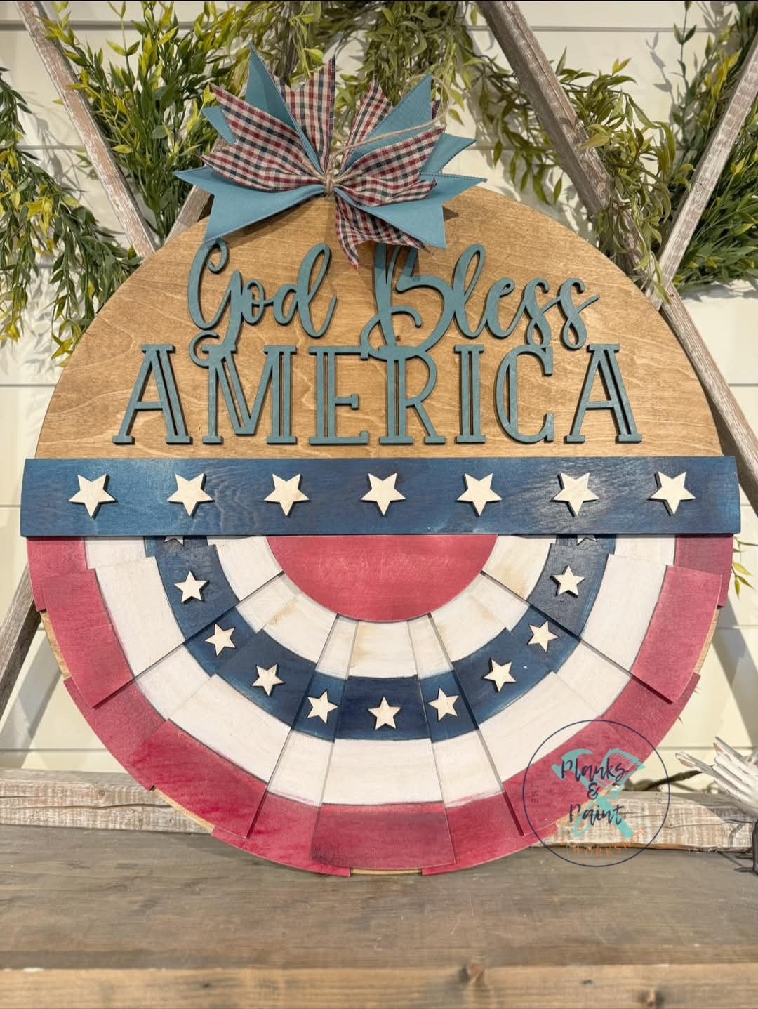 God Bless America Flag Door Hanger