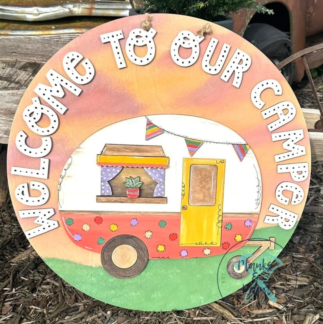 Welcome to Our Camper Door Hanger