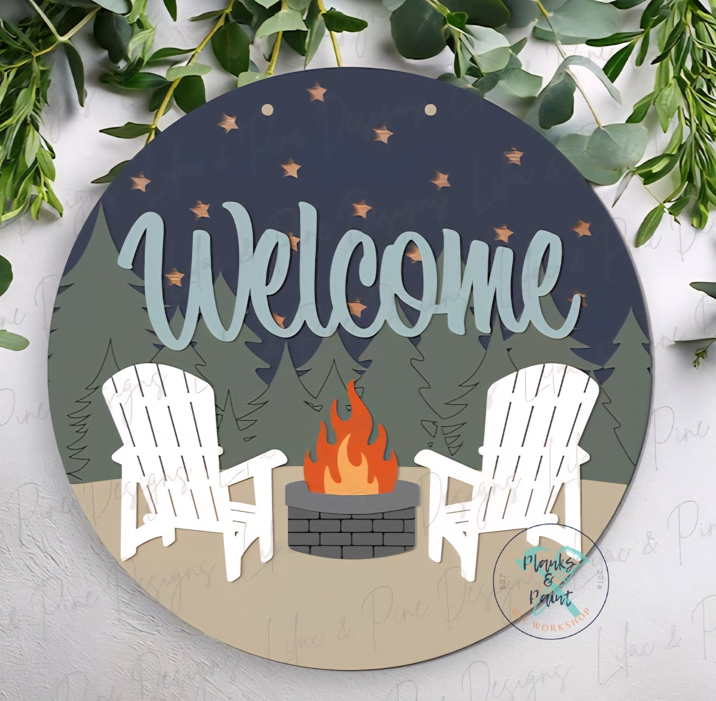 Welcome Campfire Door Hanger