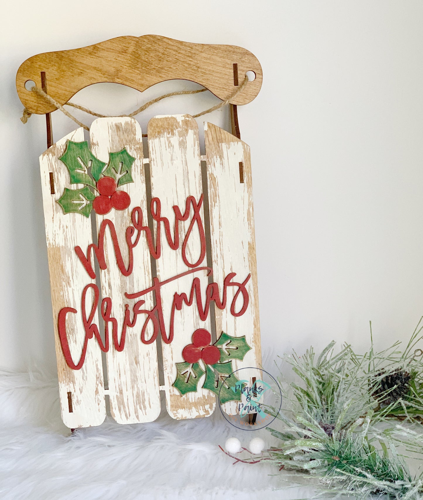 Merry Christmas Sled Door Hanger