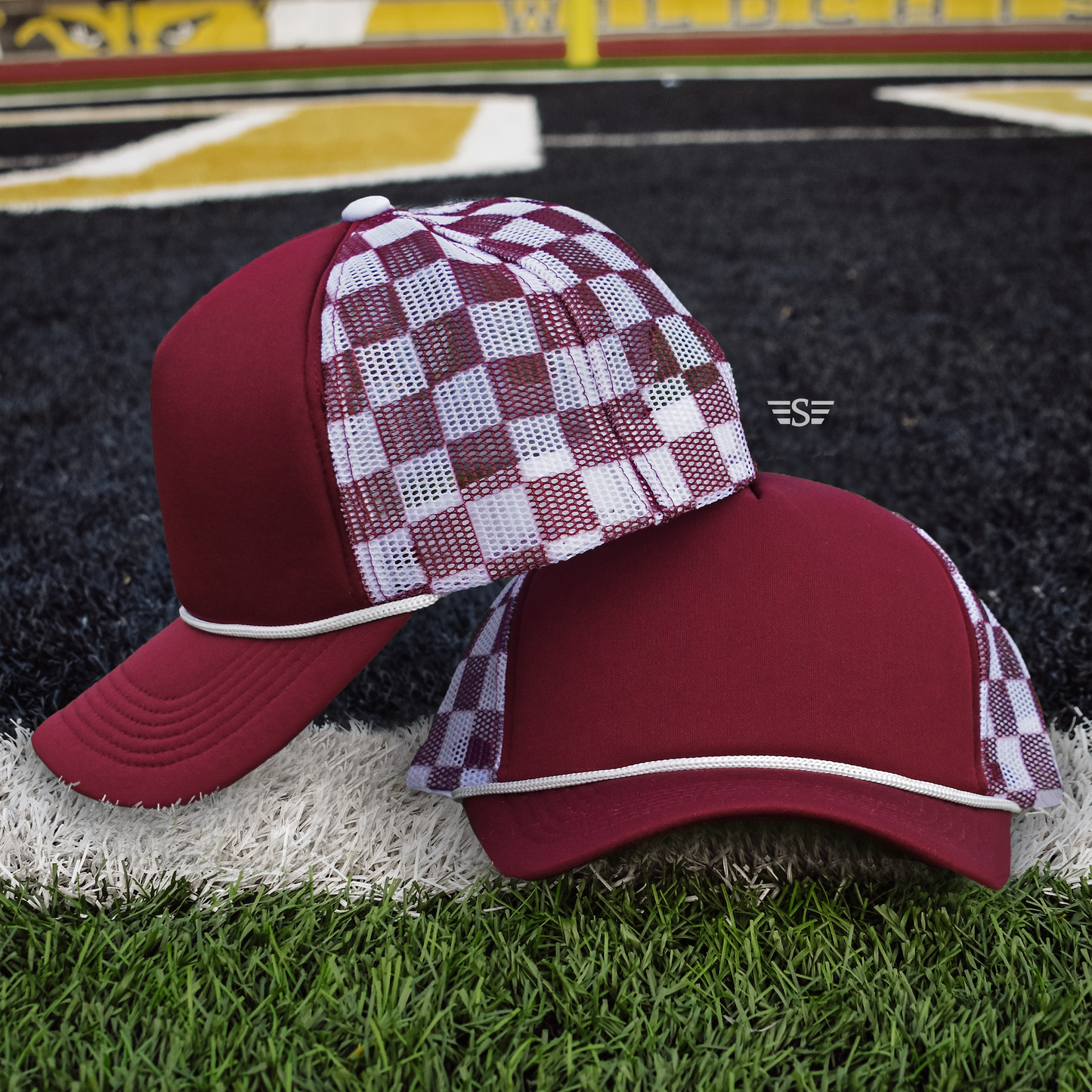 Checkered Mesh Back Cap: Pink/ Light Pink