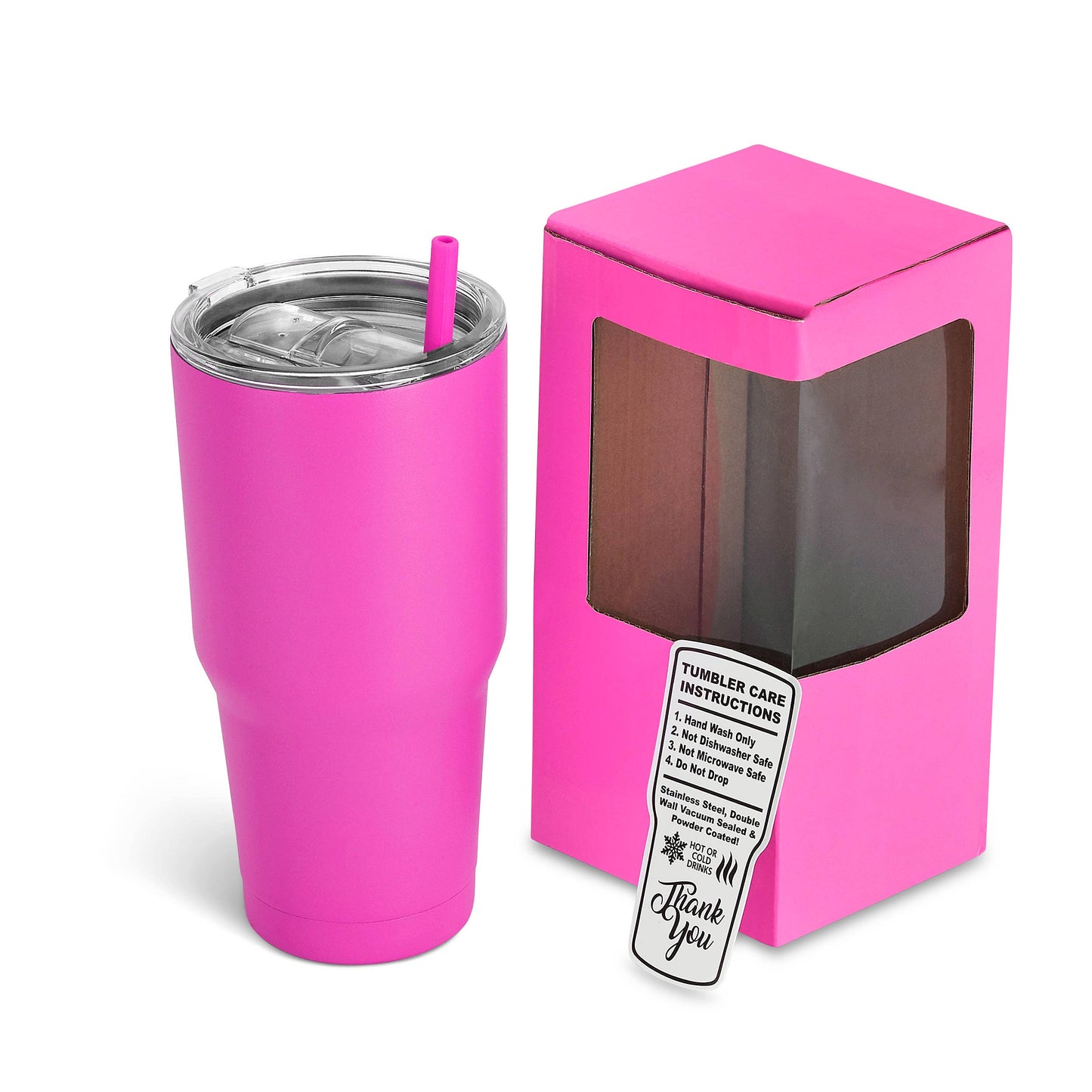 Makerflo 30 oz Powder Coated Tumbler, Handle Sold Separately: Pink / Singles