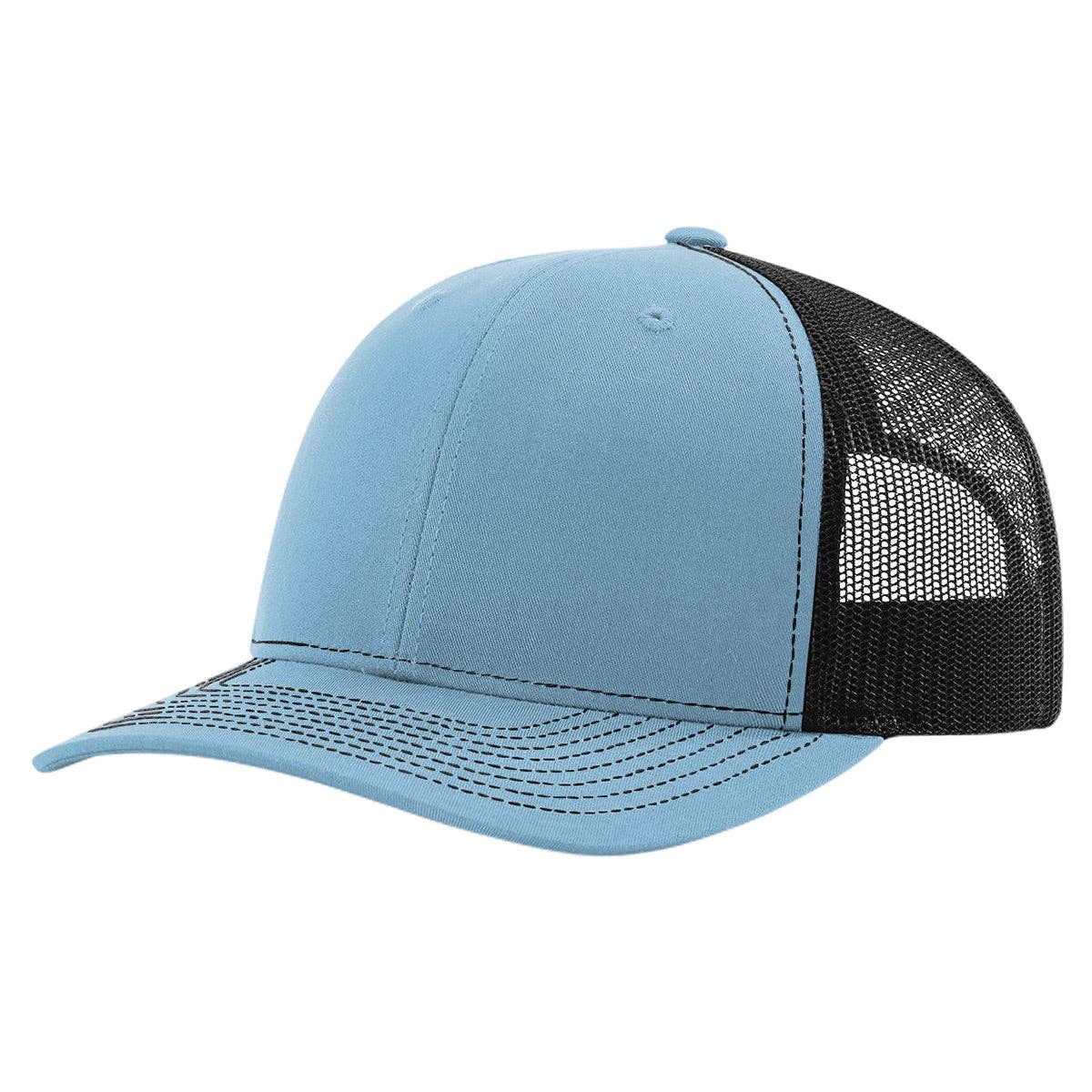The Park Wholesale - Richardson 112 Classic Premium Trucker Hat, Snapback Cap: Columbia Blue/Black