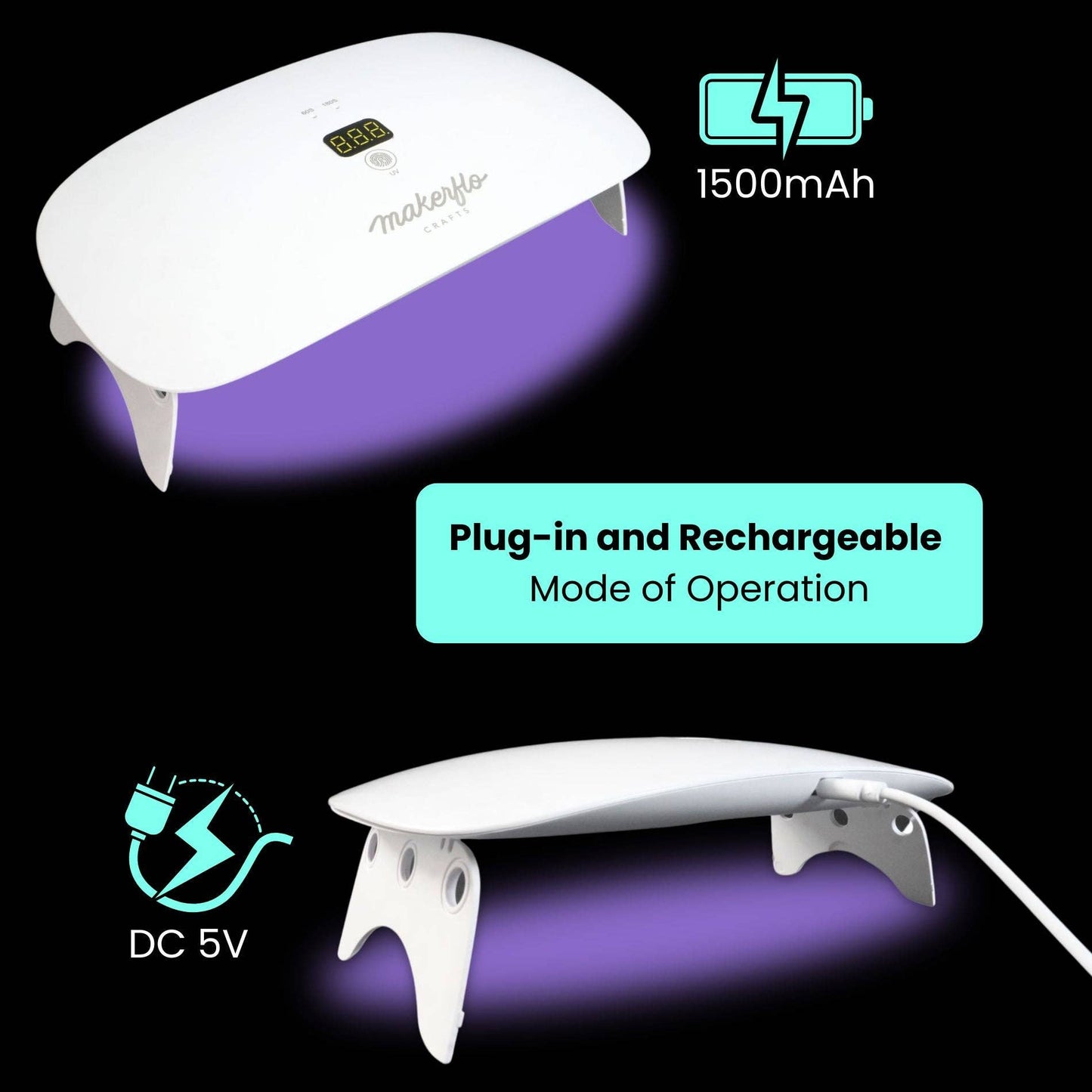 Makerflo 36W UV Resin Lamp– 23 LED Bulbs, USB-C Rechargeable