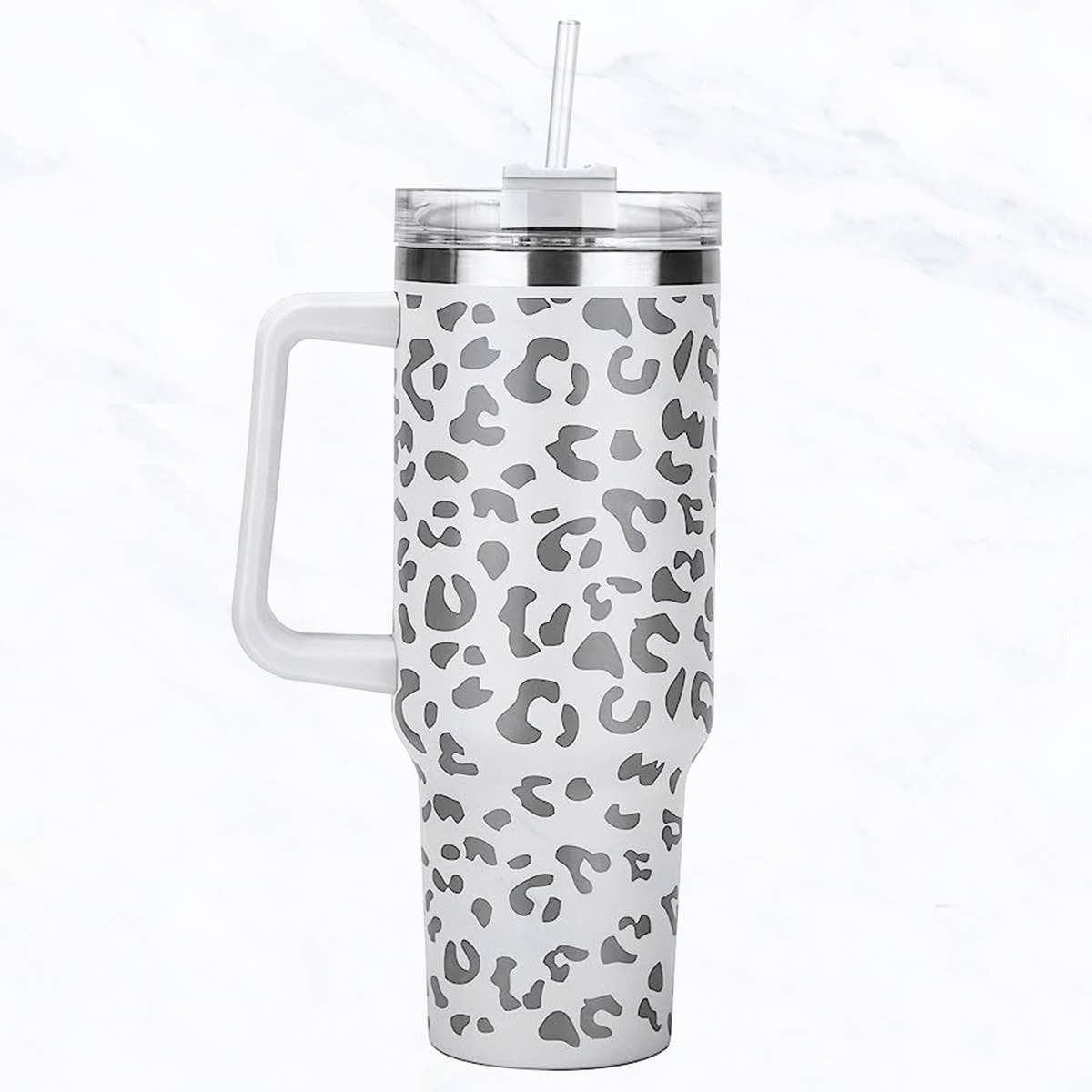 Suzie Q USA - 40 oz, Stainless Steel Laser-Cut Leopard Tumbler: Fuchsia