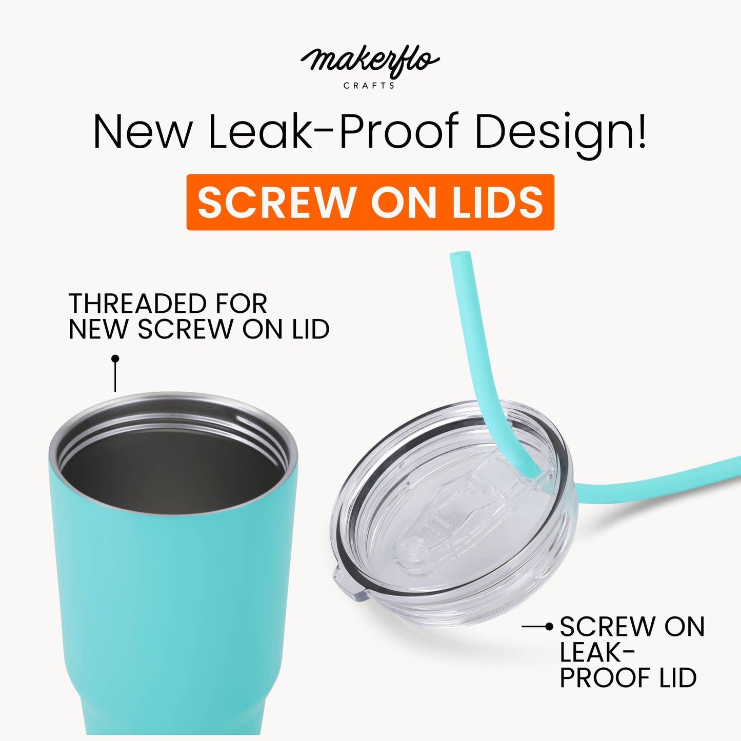 Makerflo 30 oz Powder Coated Tumbler, Handle Sold Separately: White / Singles