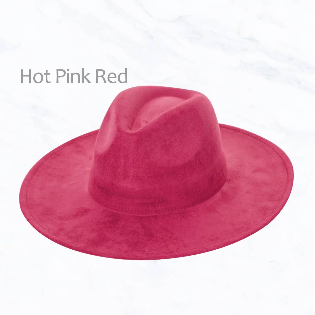 Suzie Q USA - Suede Large Eaves Peach Top Fedora Hat: Pastel Pink