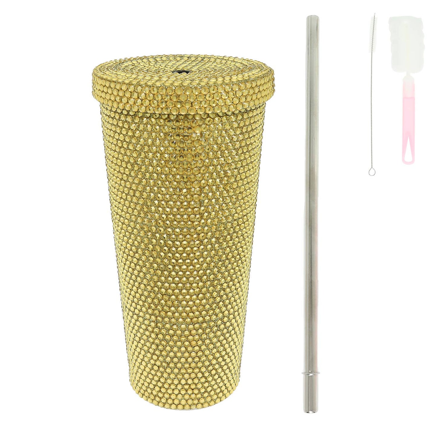 Rhinestone Encrusted Stainless Steel Tumbler : Black