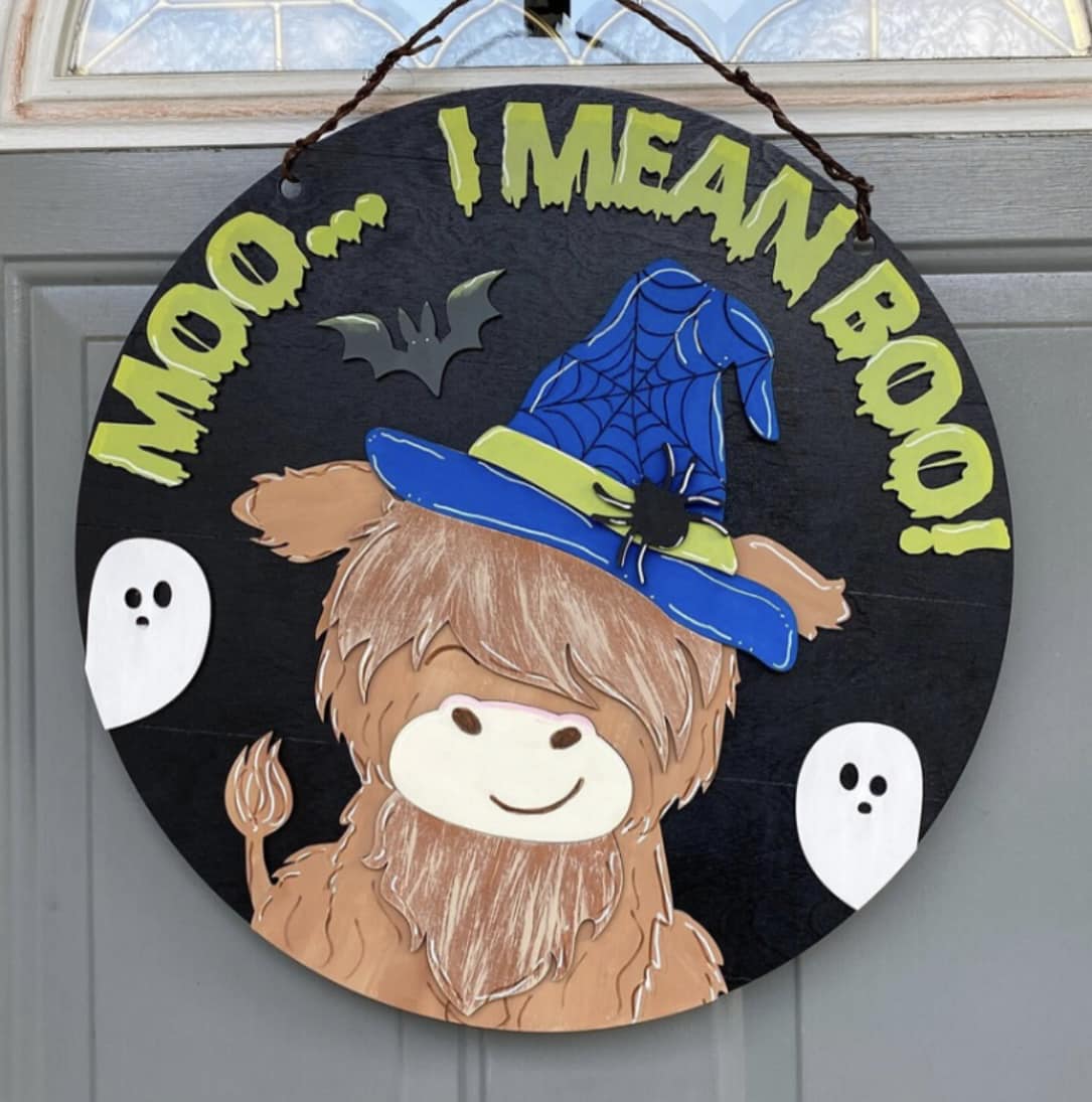 Moo...I Mean Boo! 20" 3D Door Hanger