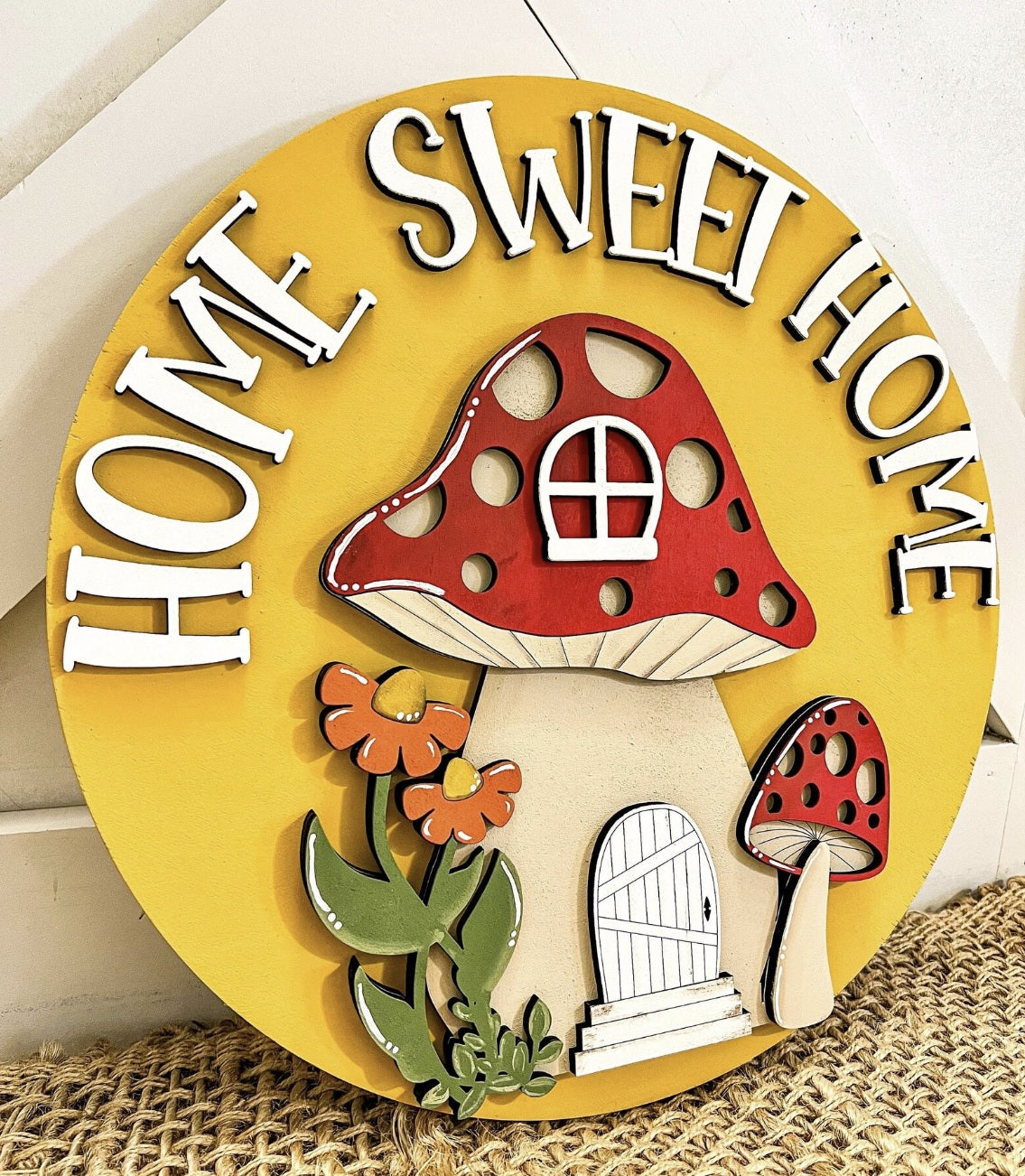 Home Sweet Home Mushroom 20" 3D Door Hanger