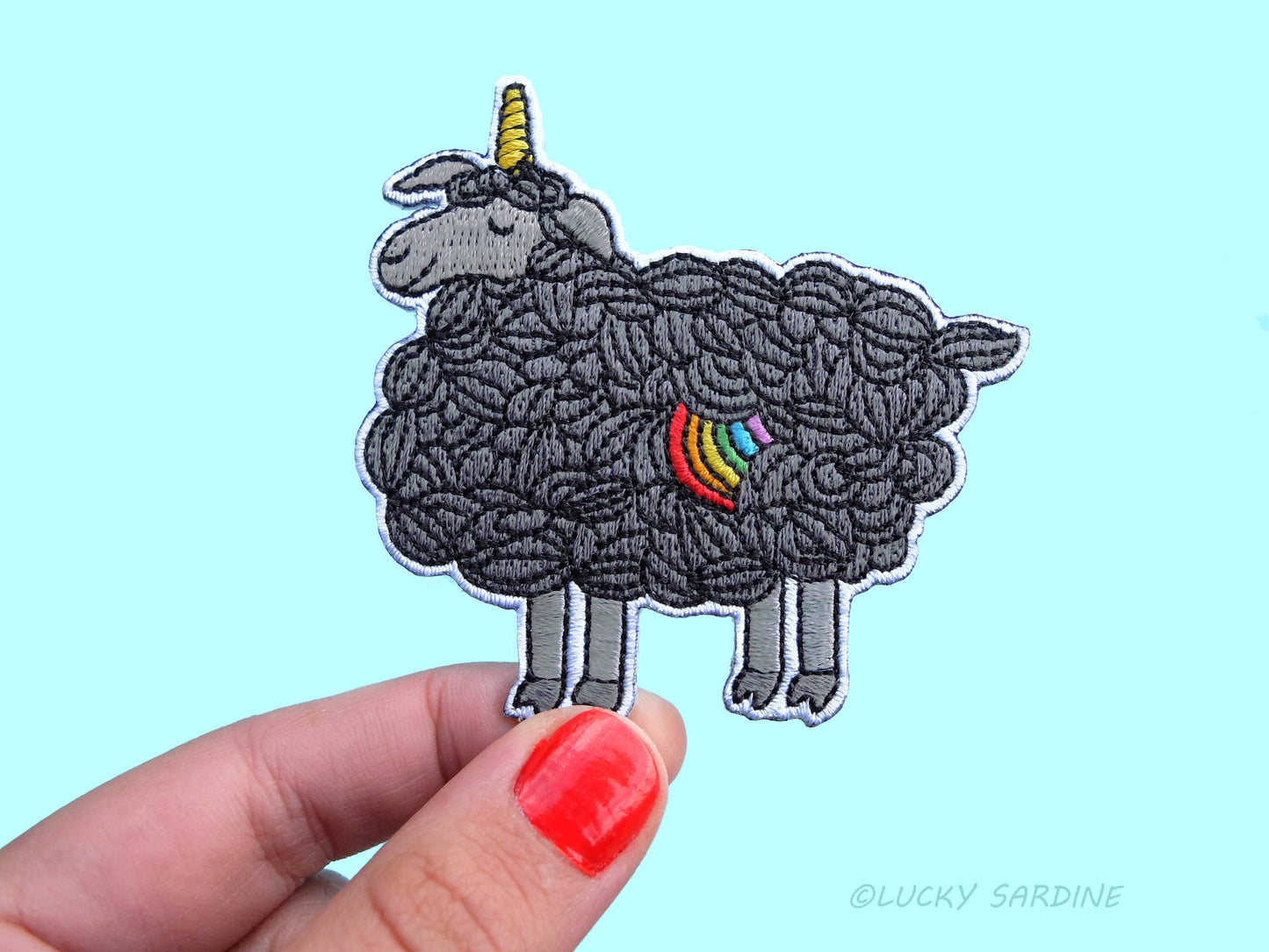 Lucky Sardine - Black Sheep, Unicorn Rainbow Embroidered Patch: No (Loose Patches)