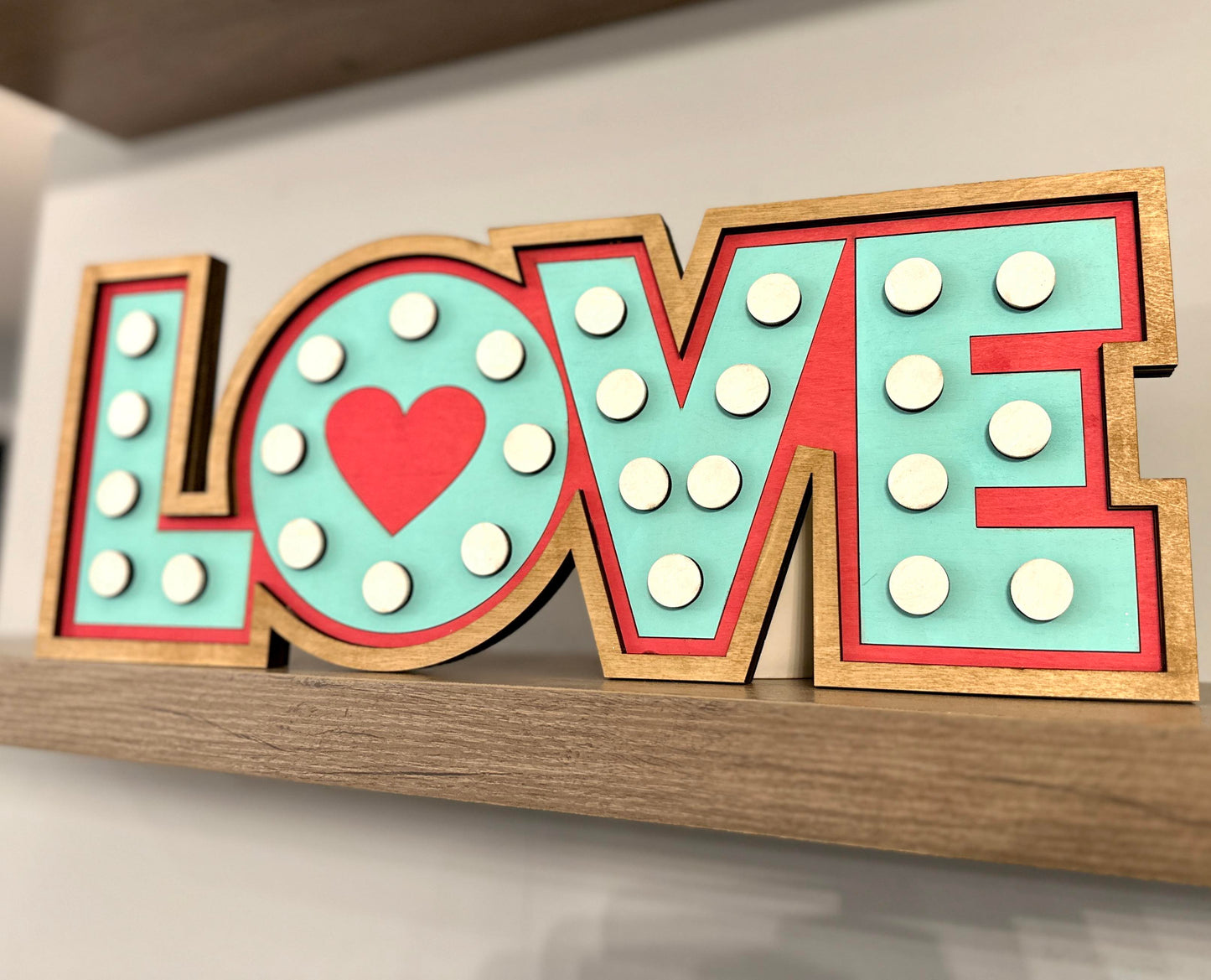 LOVE Faux Marquee 18-inch Shelf Sitter