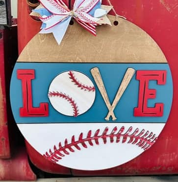 Love Baseball 3D Door Hanger