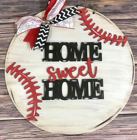 Home Sweet Home Baseball 3D Door Hanger