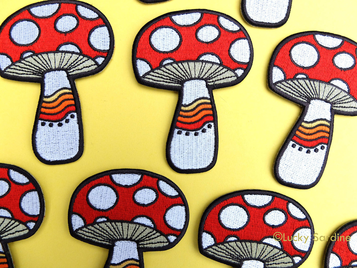 Lucky Sardine - Mushroom Rainbow Embroidered Patch: No (Loose Patches)