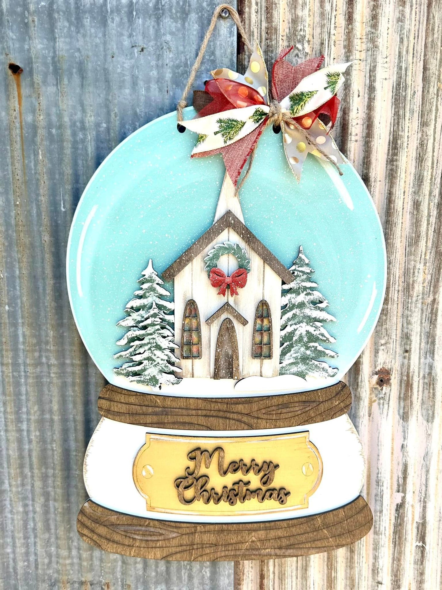 Church Snow Globe Door Hanger