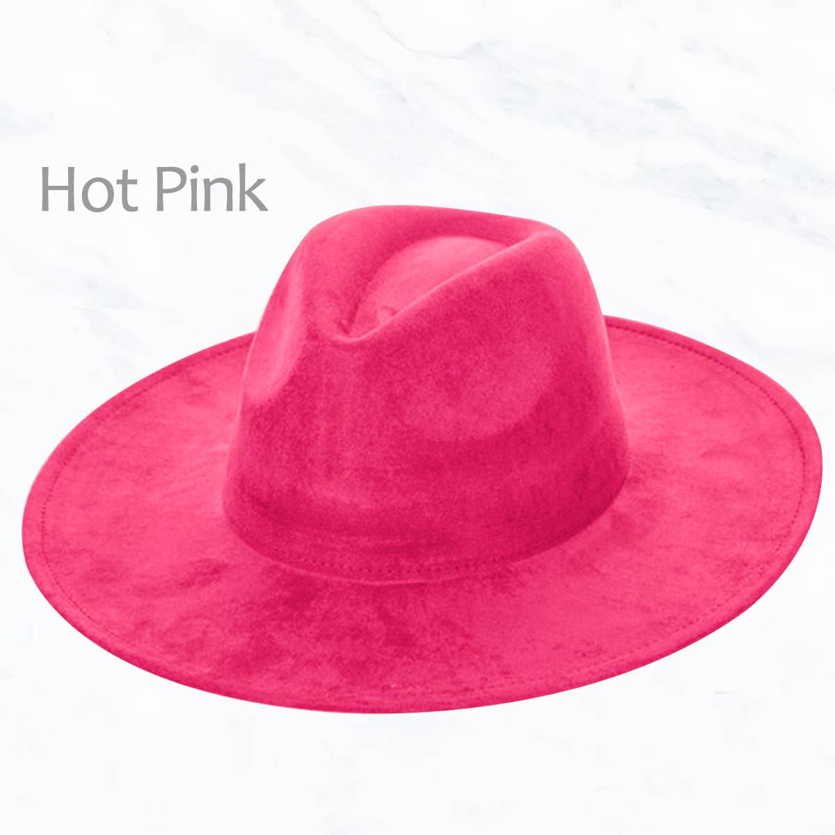 Suzie Q USA - Suede Large Eaves Peach Top Fedora Hat: Pastel Pink