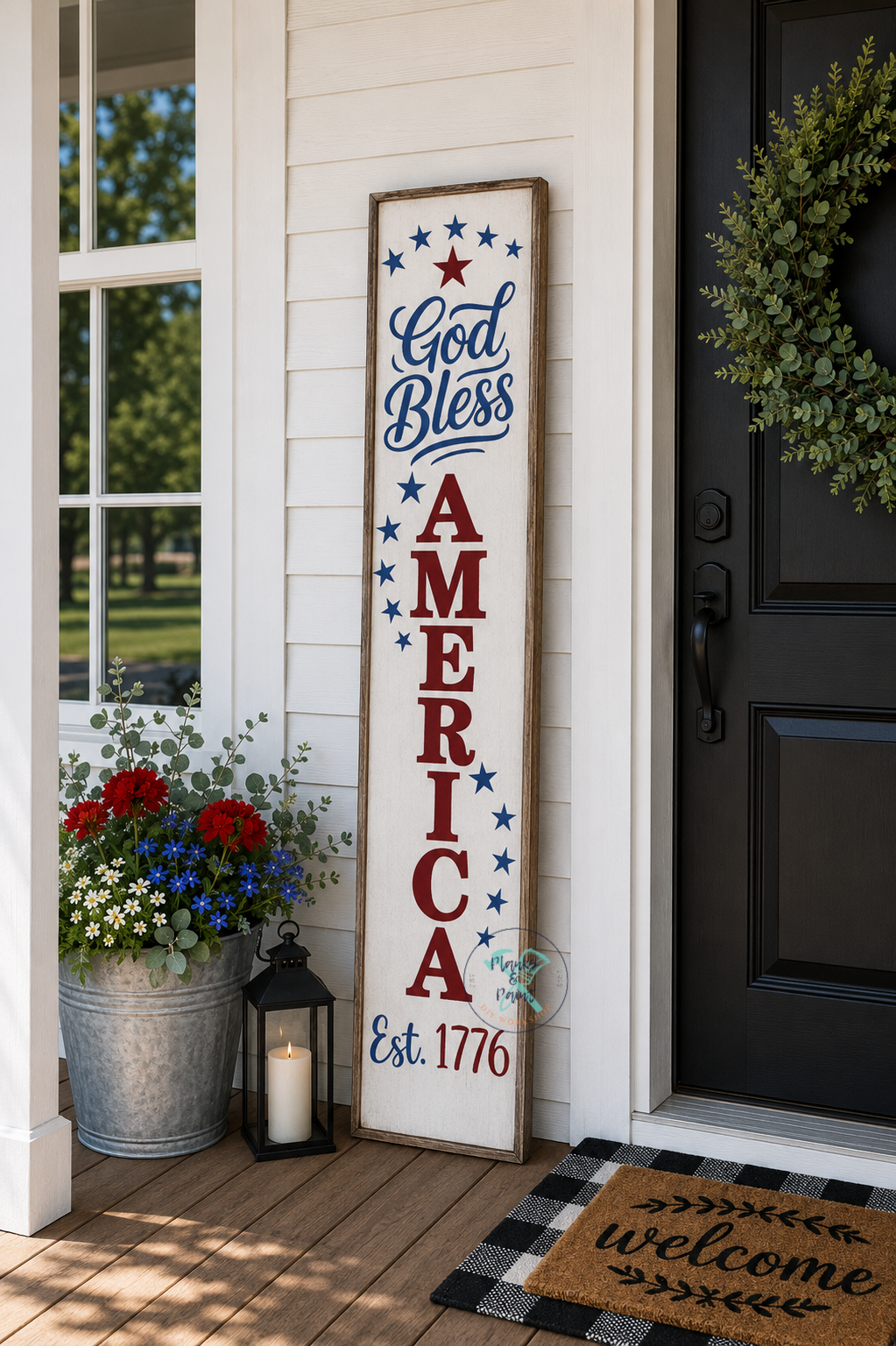 God Bless America Porch Leaner