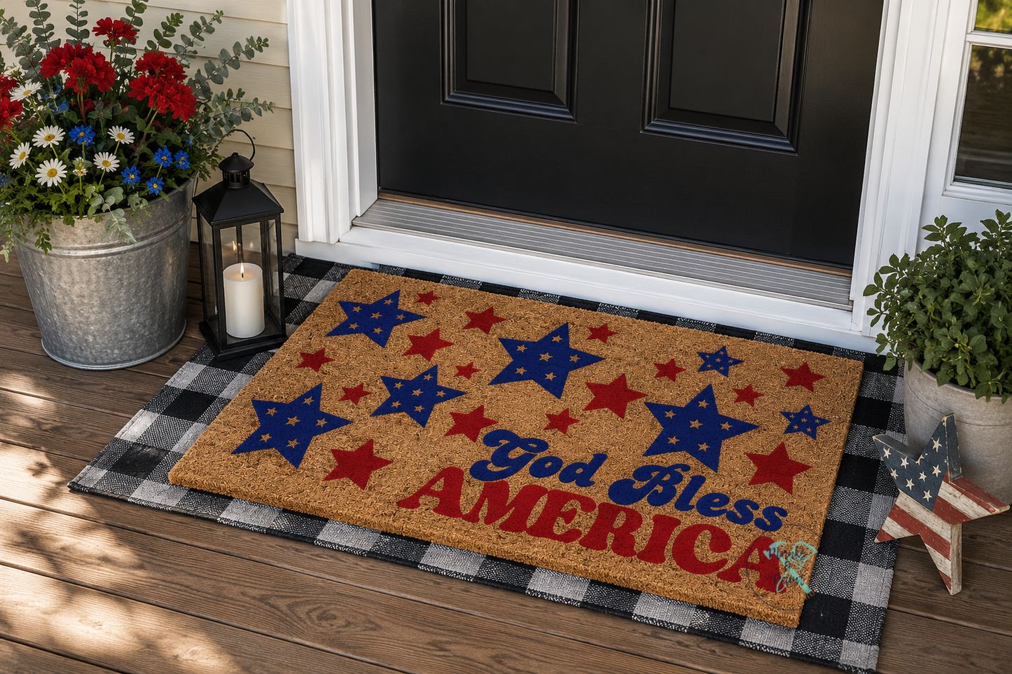 God Bless America Door Mat