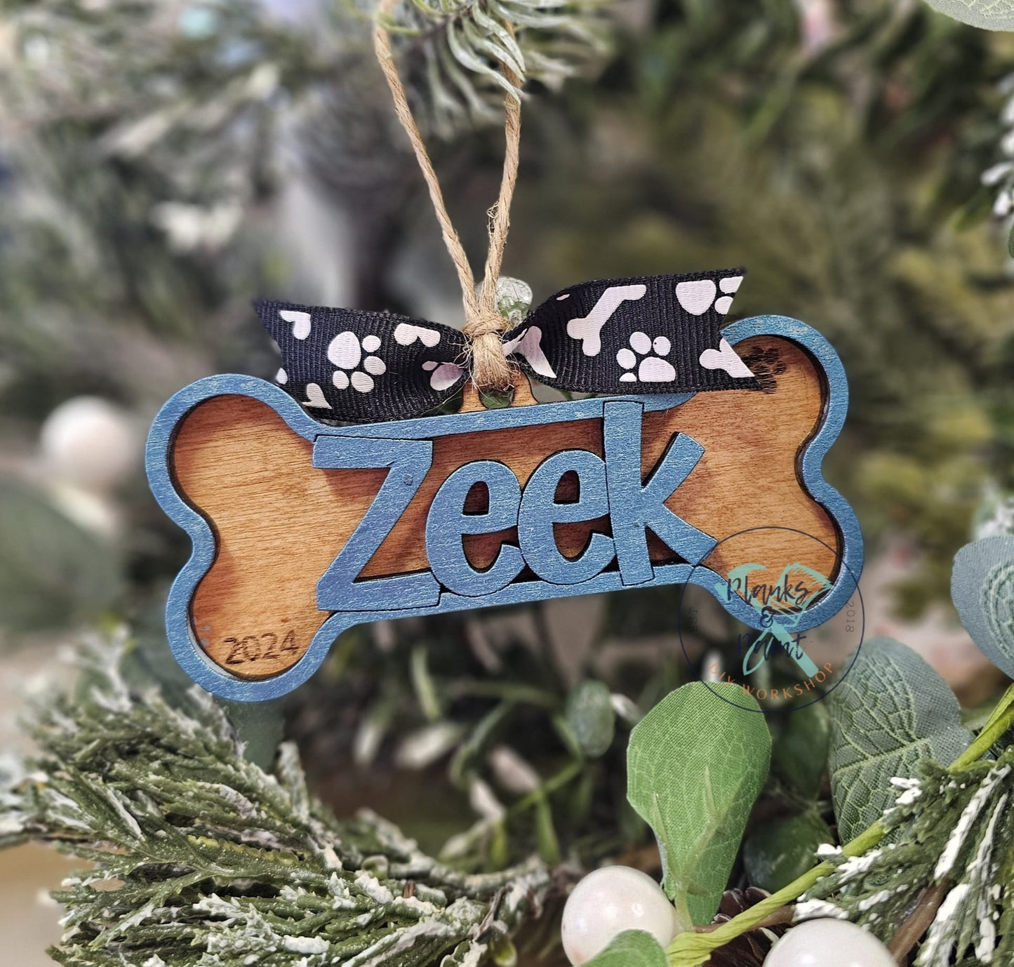 Personalized Name Dog Bone Ornament – Custom Pet Keepsake