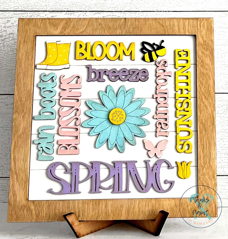 Spring Word Collage Shelf Sitter DIY Kit