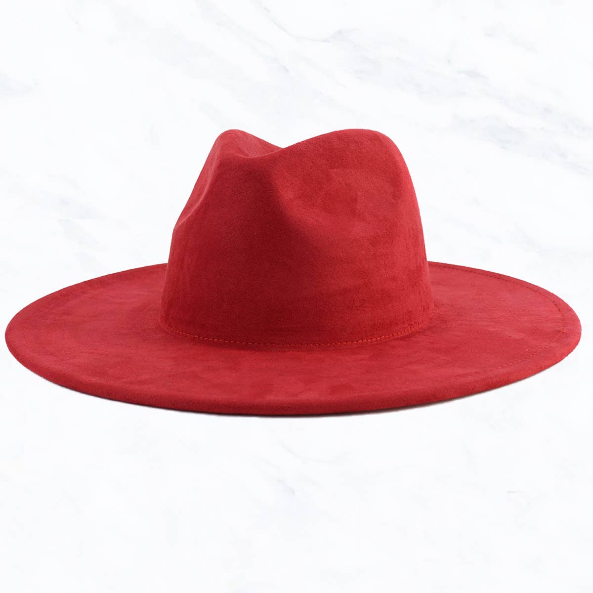 Suzie Q USA - Suede Large Eaves Peach Top Fedora Hat: Pastel Pink