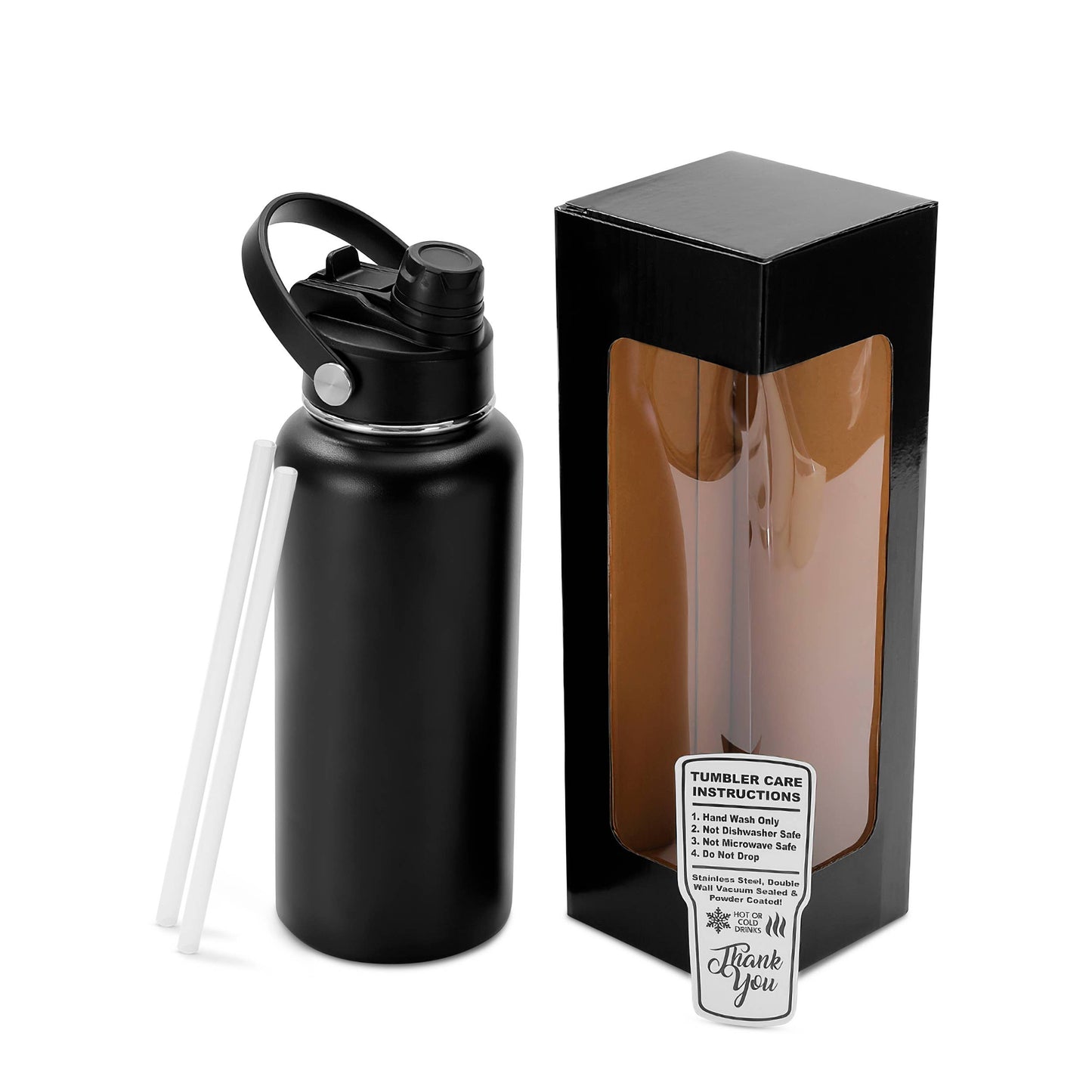 Makerflo 32 oz Hydro Powder Coated Water Bottle, 2-in-1 Lid: Pink / Singles