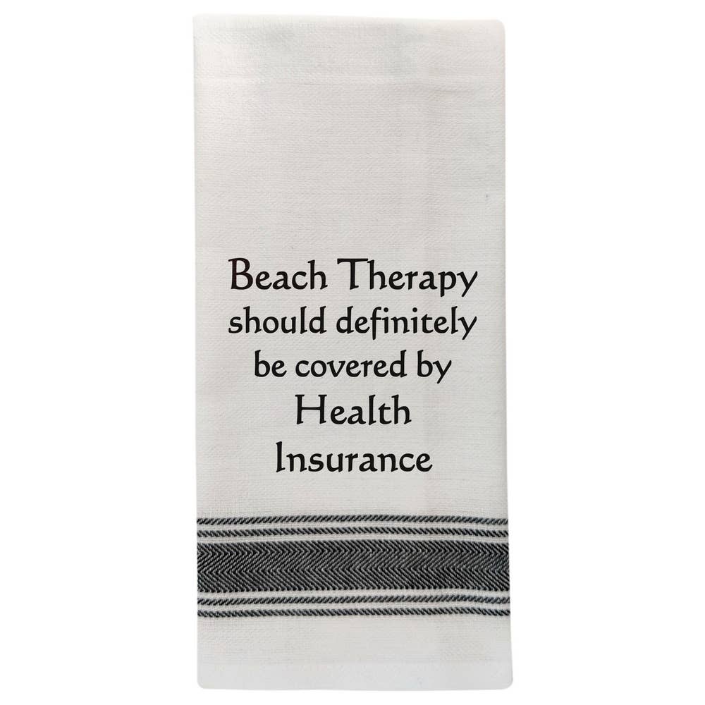 BB-B-101 White Kitchen Towel "Beach Therapy..."