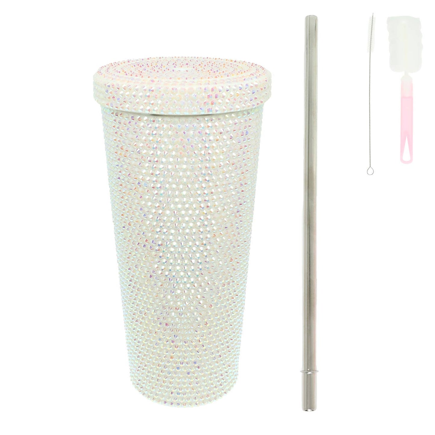 Rhinestone Encrusted Stainless Steel Tumbler : Black