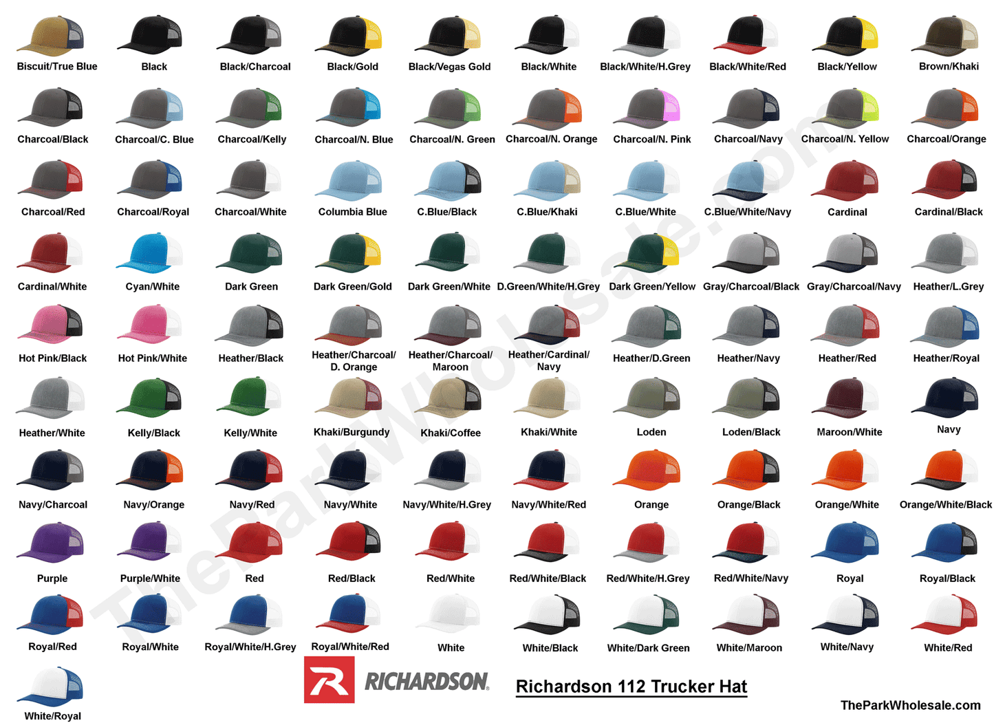 The Park Wholesale - Richardson 112 Classic Premium Trucker Hat, Snapback Cap: Columbia Blue/Black