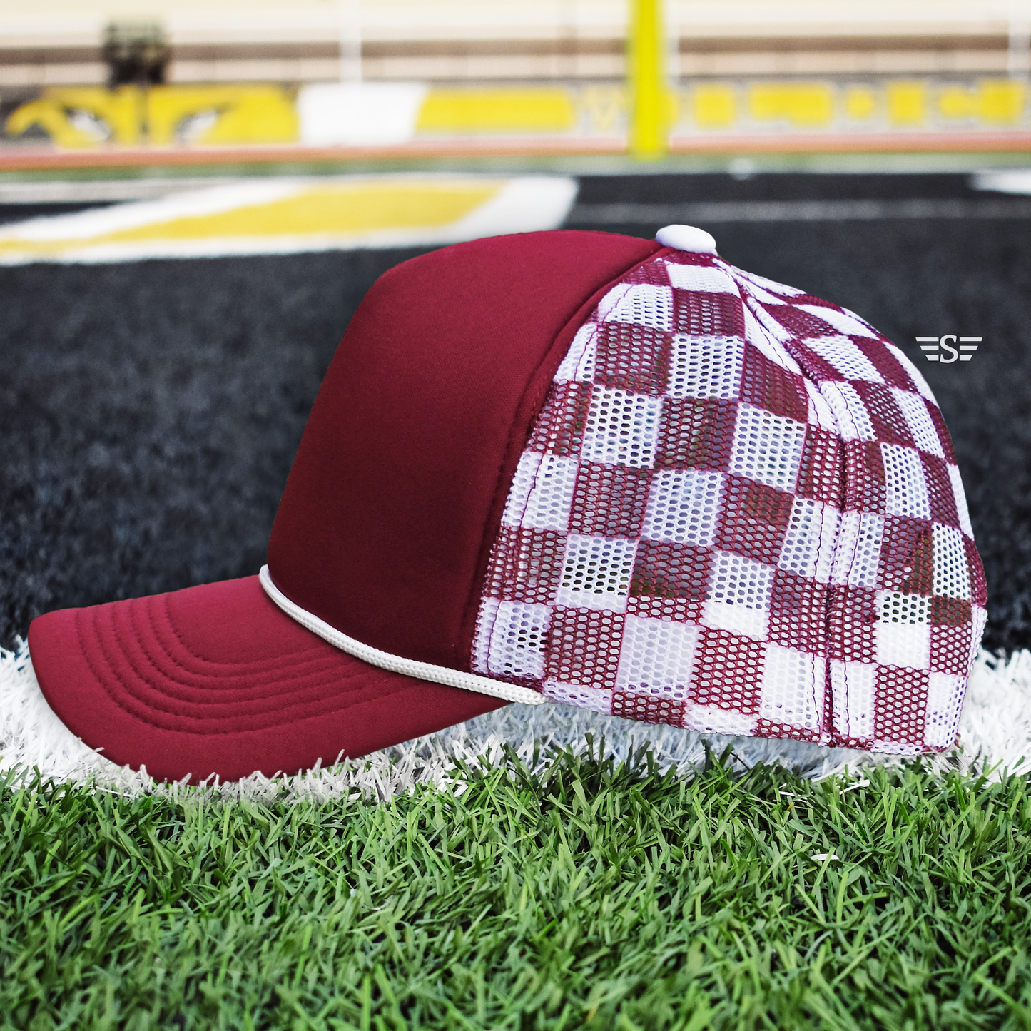 Checkered Mesh Back Cap: Pink/ Light Pink