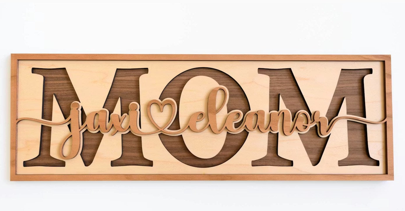 3D Layered Personalized Family Sign — Custom Title & Children's Names | Handcrafted Mother's Day Gift