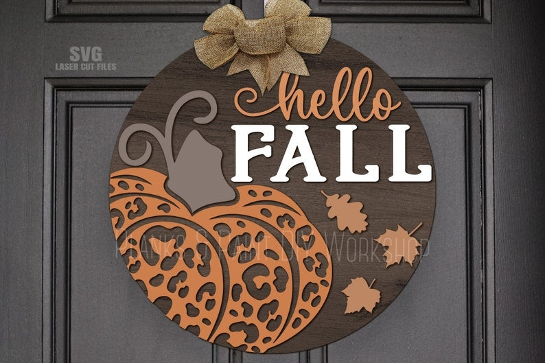 Hello Fall 20" 3D Laser Door Hanger FA433