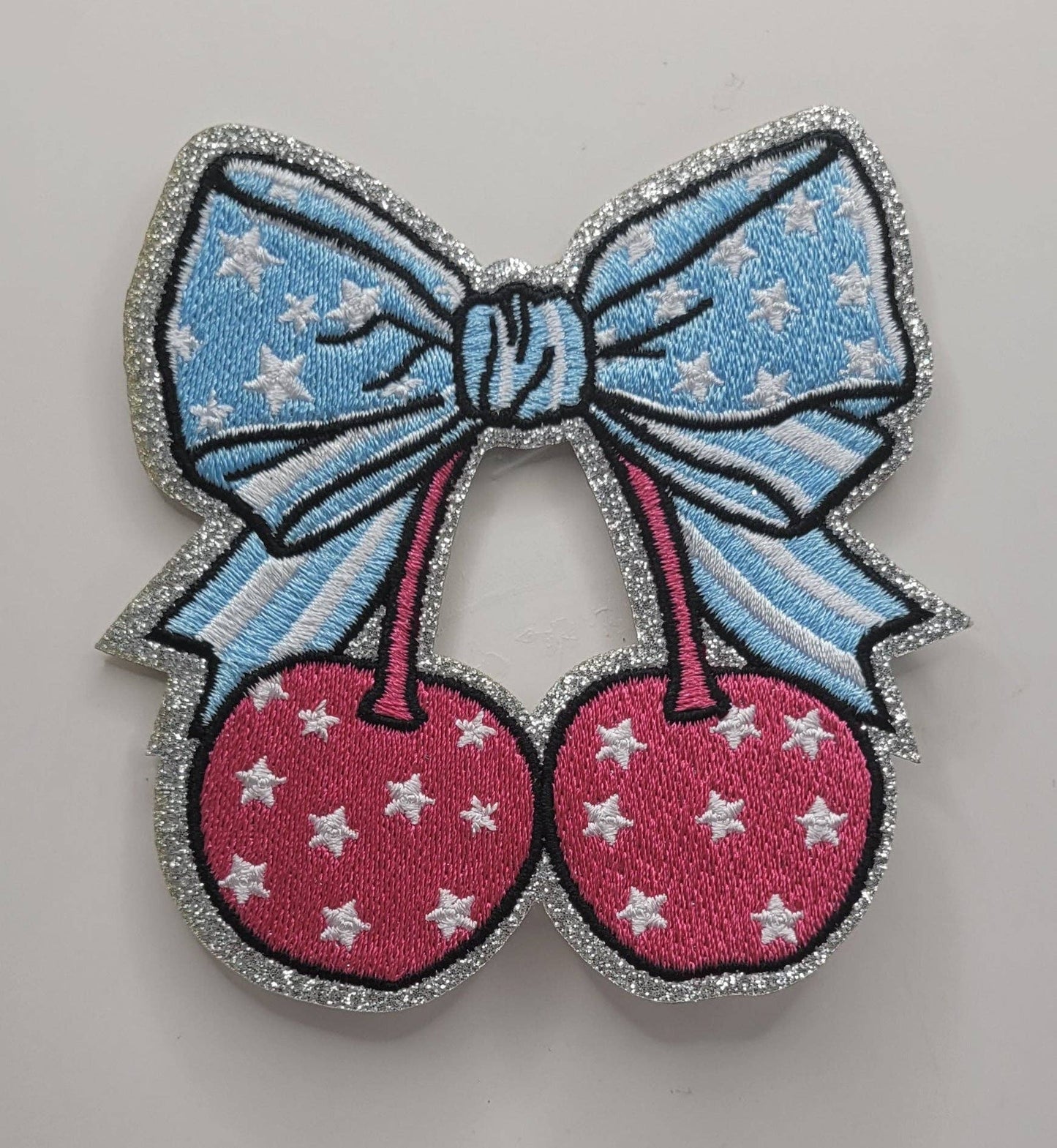 Patriotic Cherries Iron-On PATCH: Single Patch