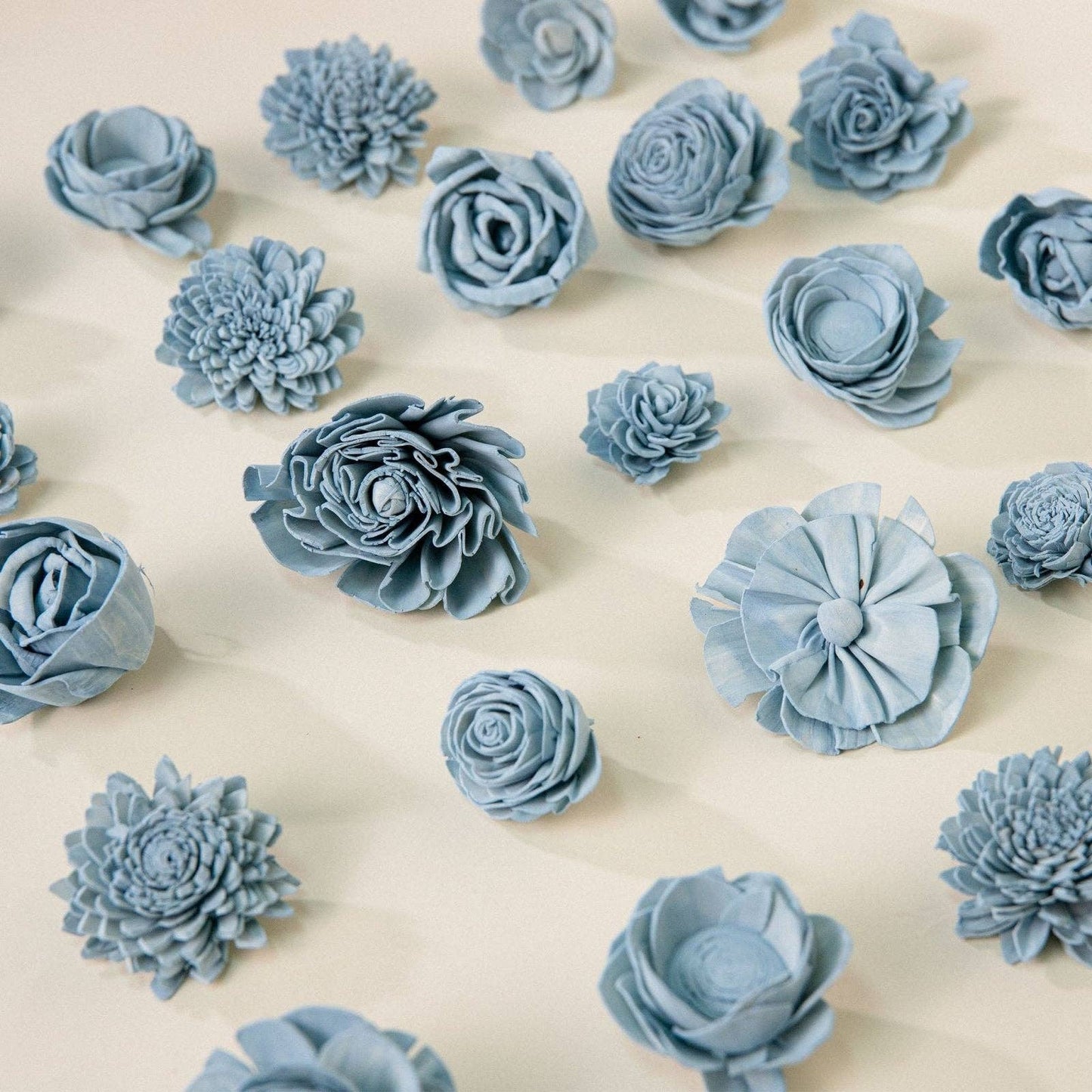 25-Pack of Dusty Blue-Colored Mixed Flowers: 25 Pack