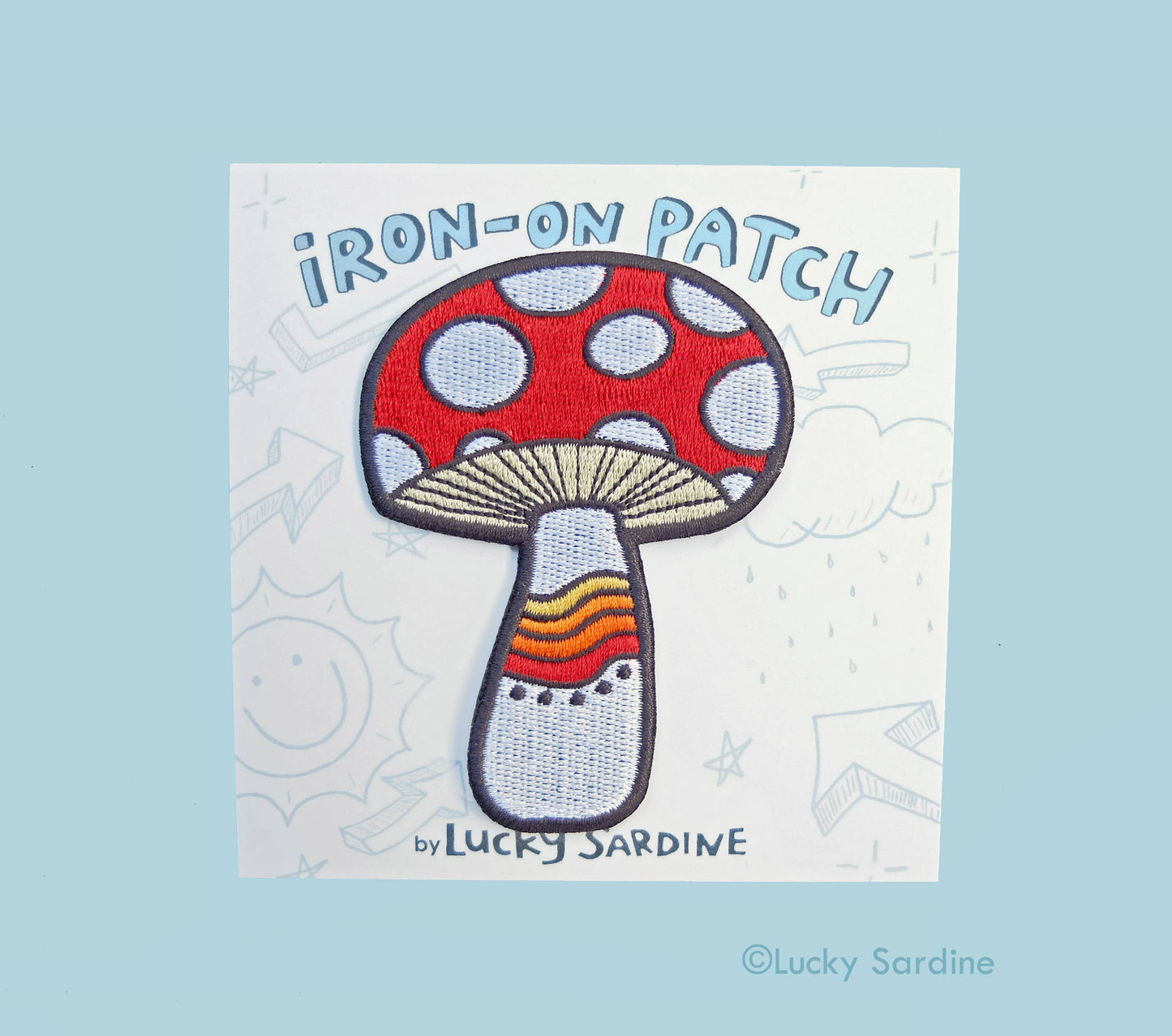 Lucky Sardine - Mushroom Rainbow Embroidered Patch: No (Loose Patches)