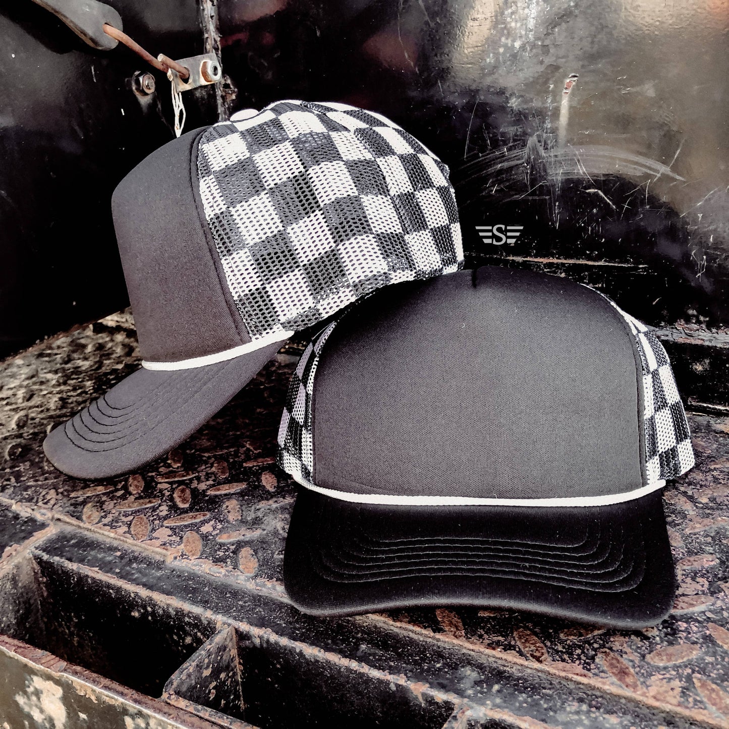 Checkered Mesh Back Cap: Pink/ Light Pink