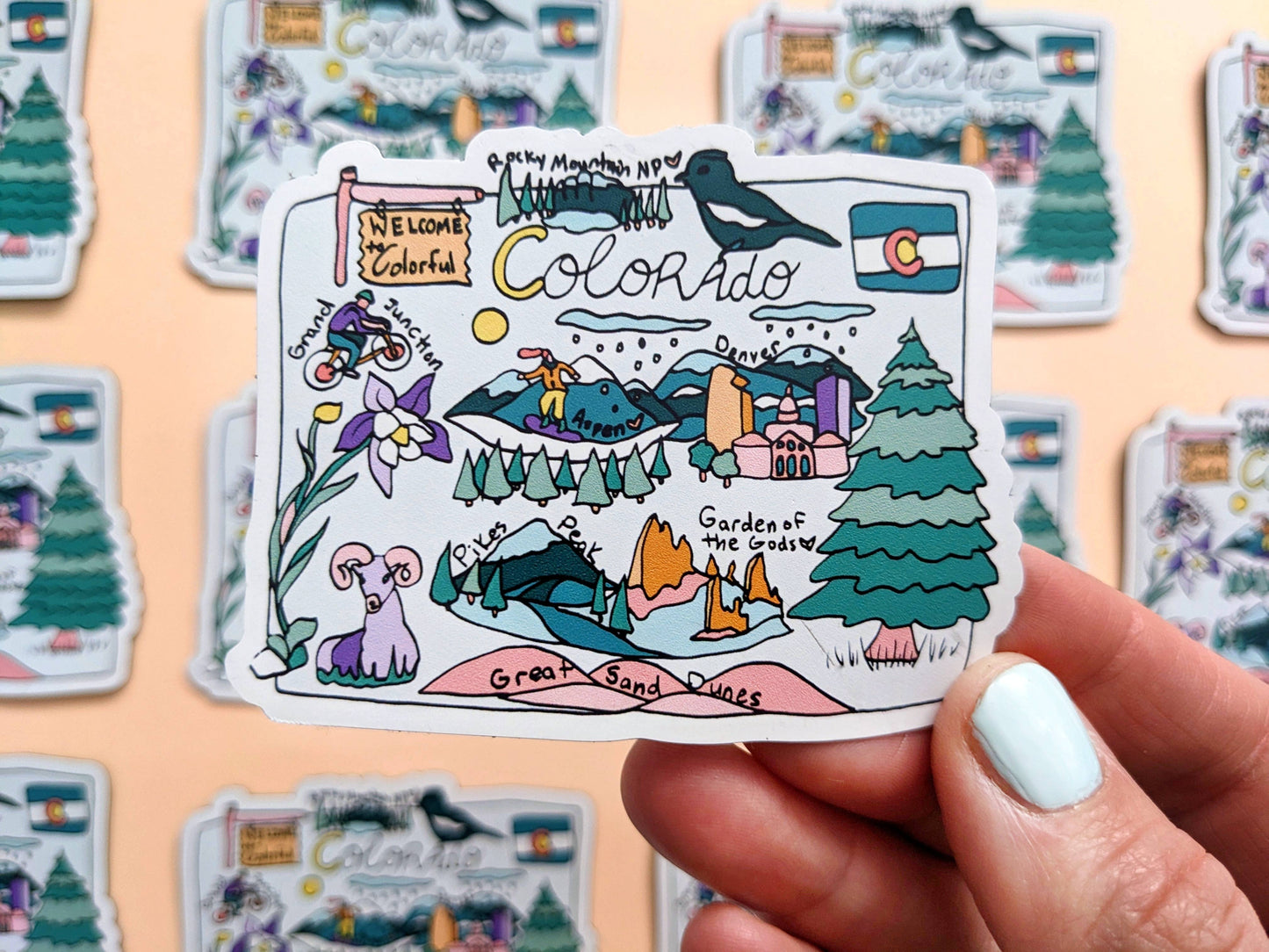Mary Felker Art and Design - Colorado Magnet, Colorado Souvenir, Denver Magnet