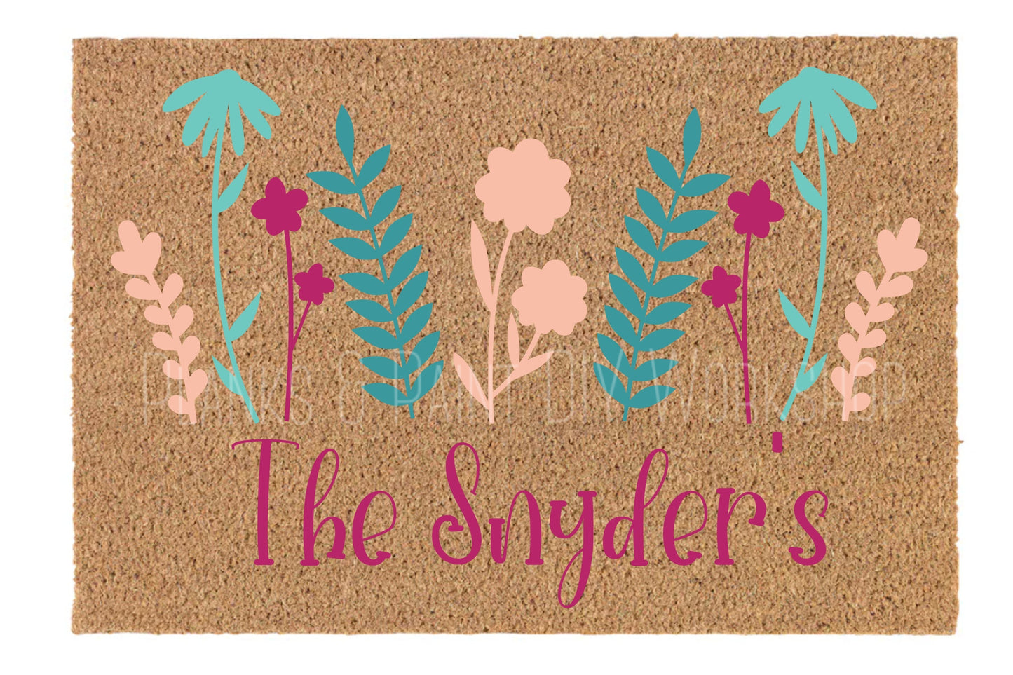 Flowers Last Name Door Mat