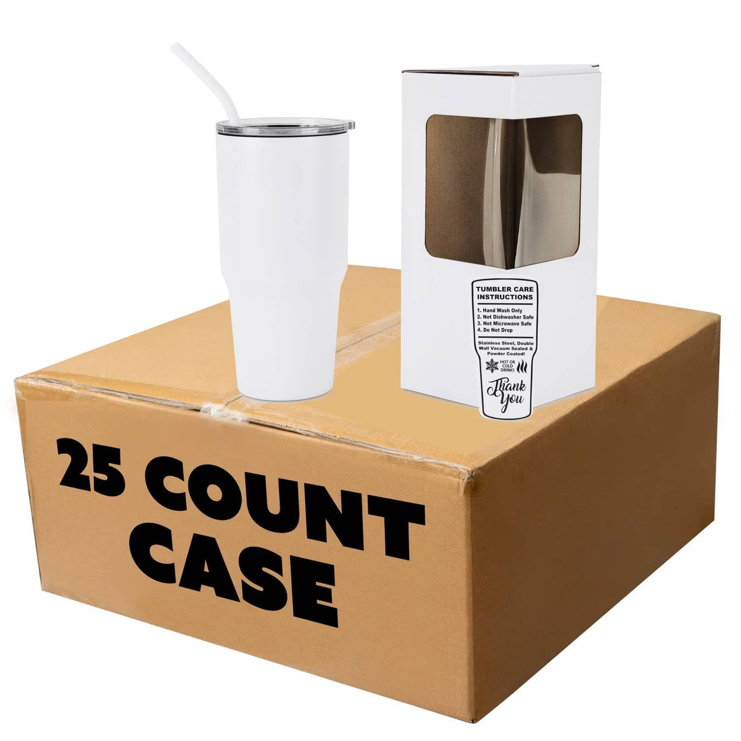 Makerflo 30 oz Powder Coated Tumbler, Handle Sold Separately: White / Singles