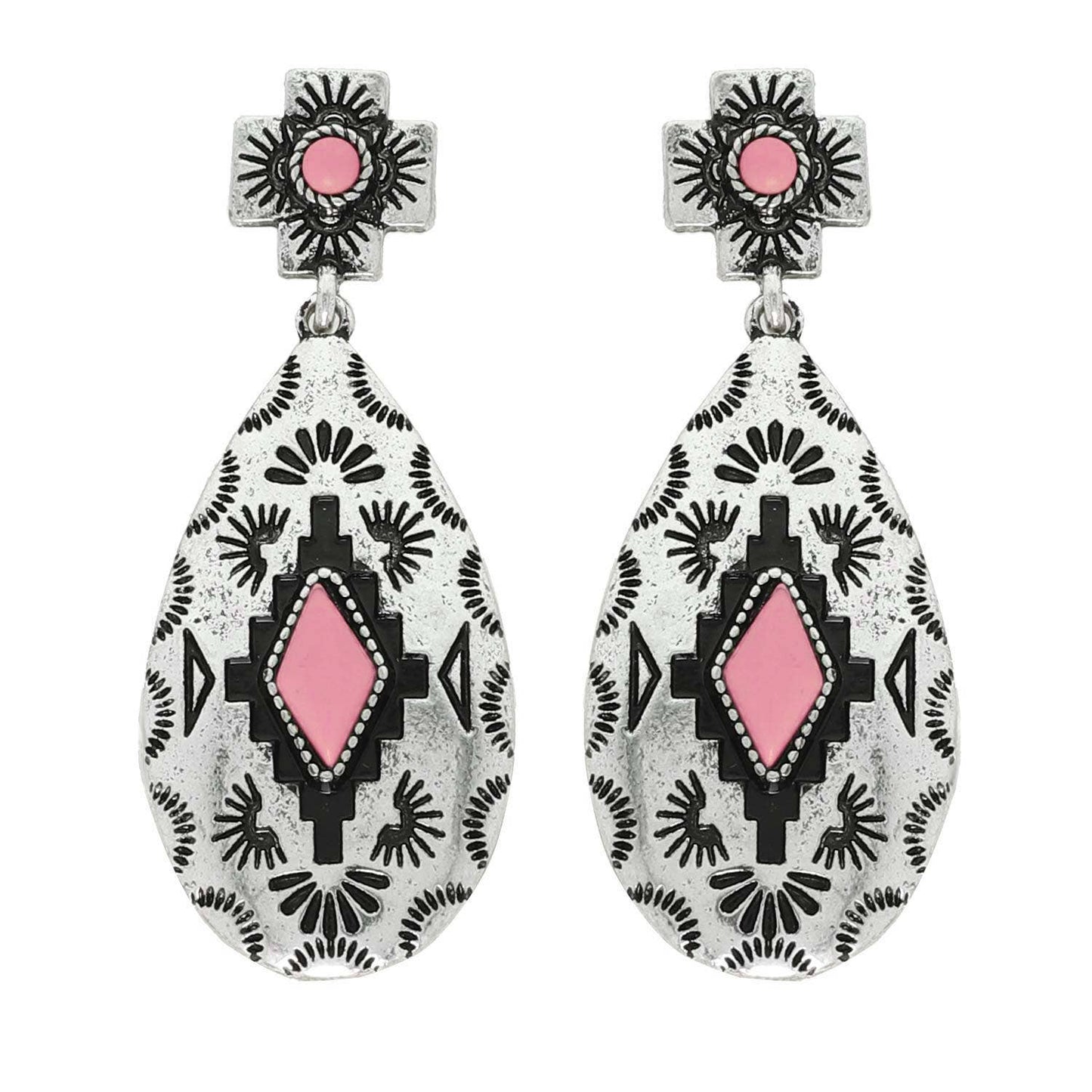 2-Tier Western Turquoise Teardrop Earrings: Turquoise