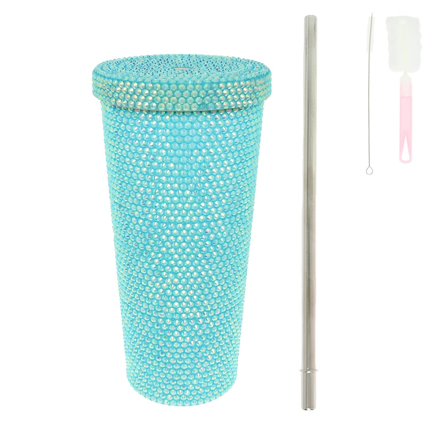 Rhinestone Encrusted Stainless Steel Tumbler : Black