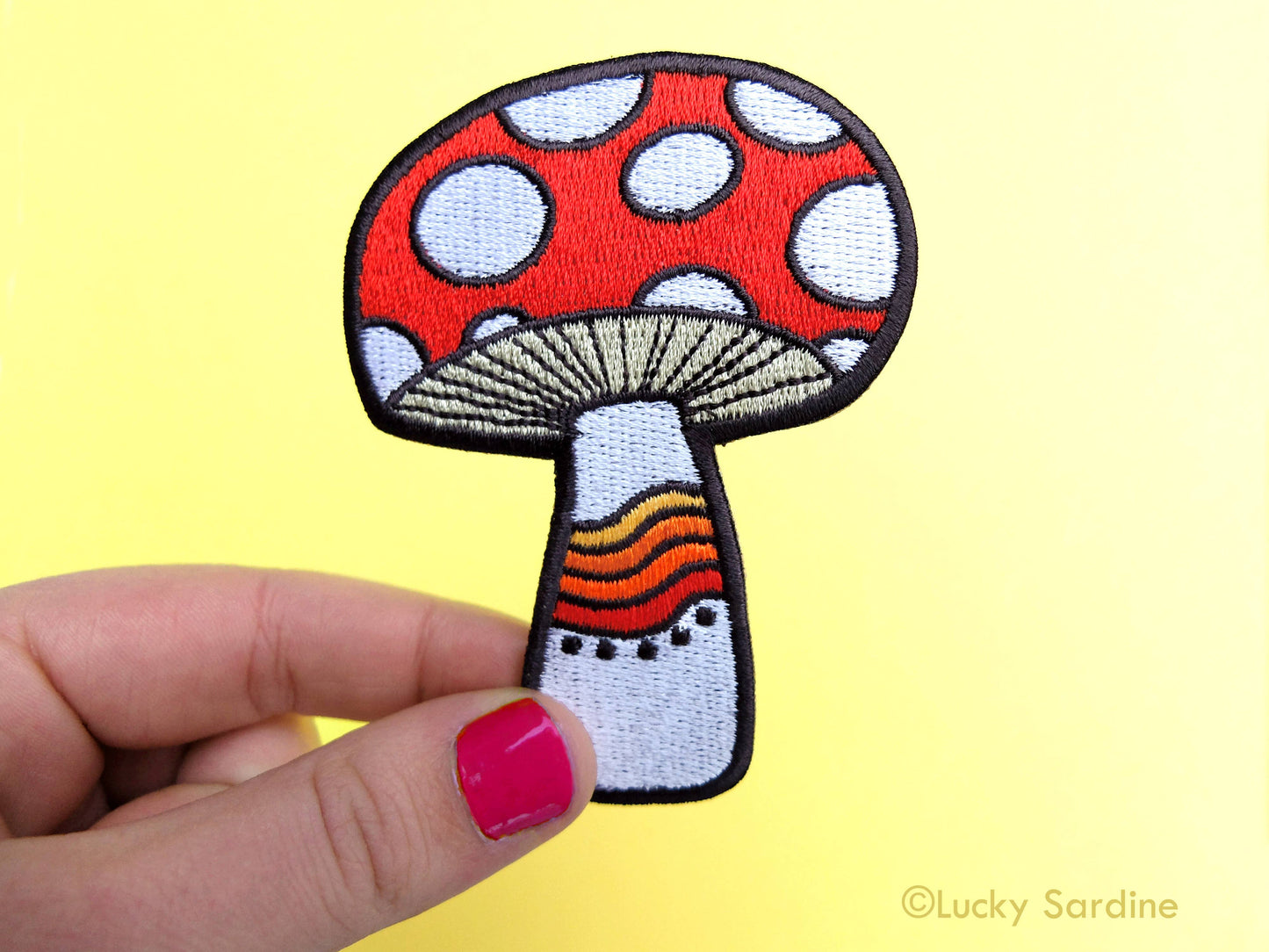 Lucky Sardine - Mushroom Rainbow Embroidered Patch: No (Loose Patches)