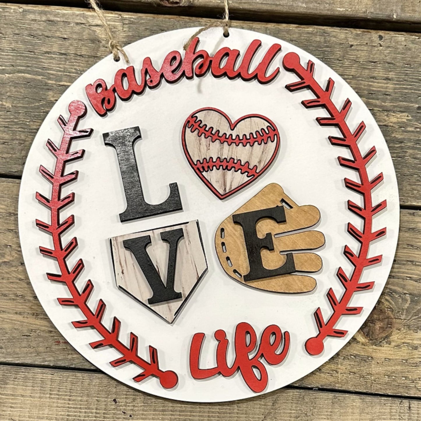 Kids Baseball Life 10" Round Door Hanger