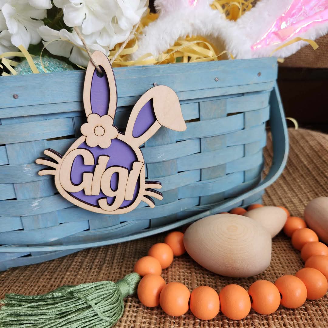 Personalized Girl Bunny Easter Basket Tag-At Home DIY Kit