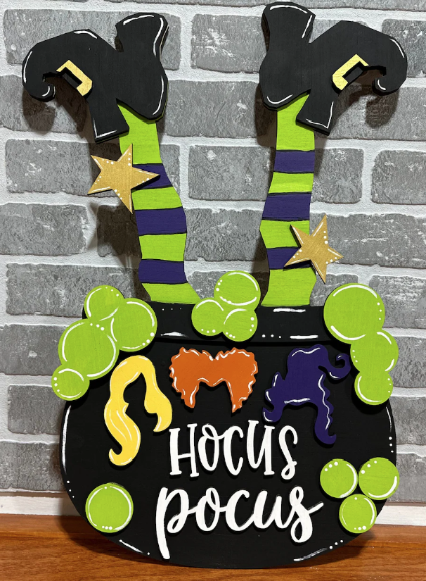 Witch in Cauldron 3D Door Hanger