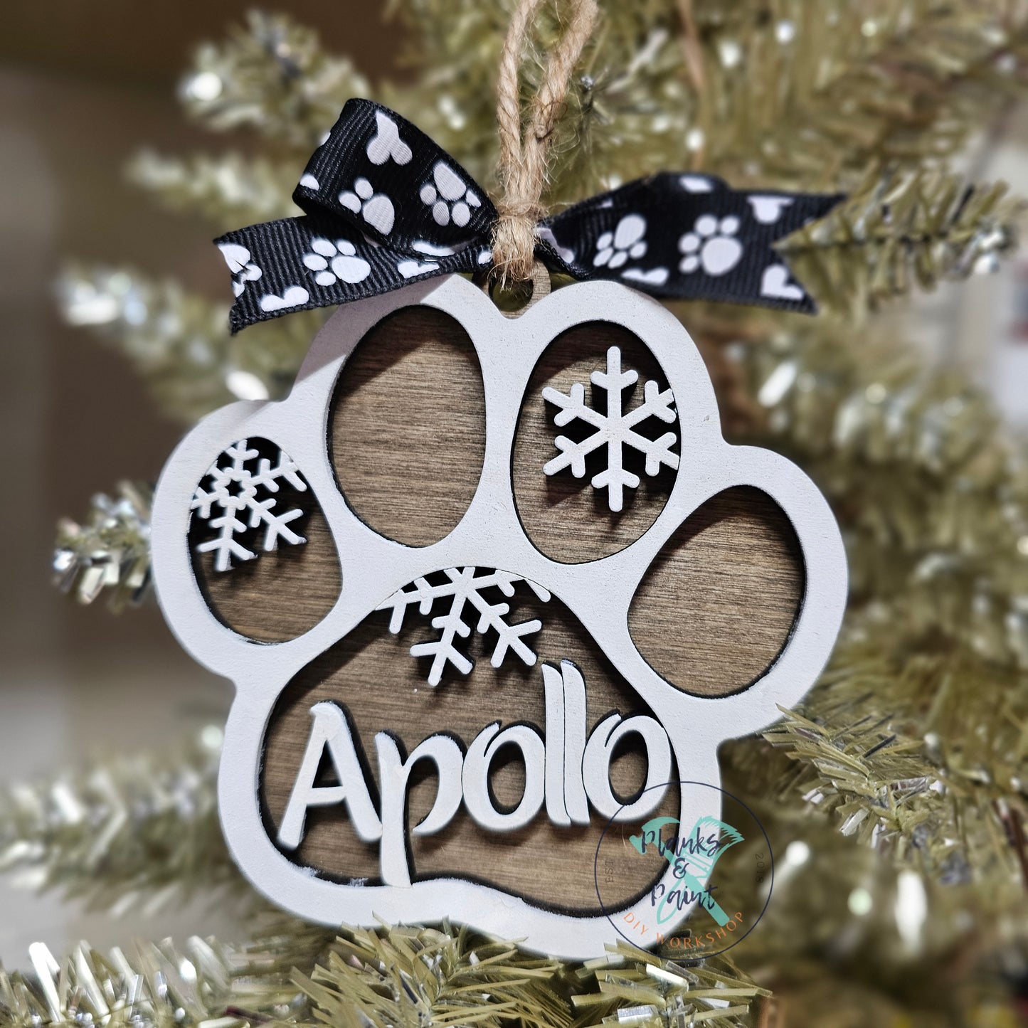 Personalized Name Paw Print Ornament – Pet Keepsake or Custom Memorial