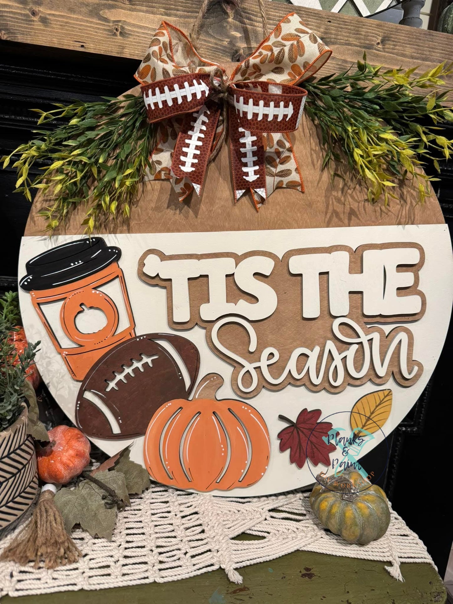 Tis The Season Fall Football Door Hanger