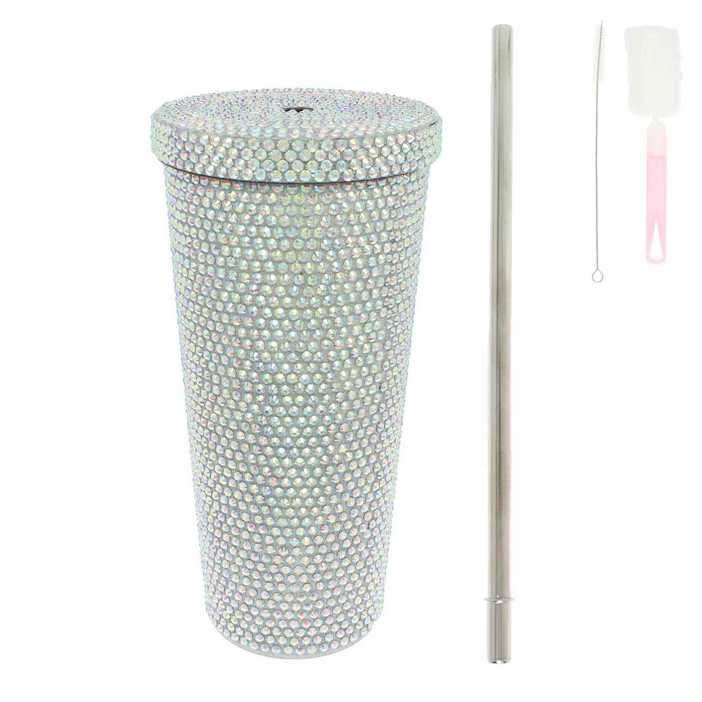 Rhinestone Encrusted Stainless Steel Tumbler : Black