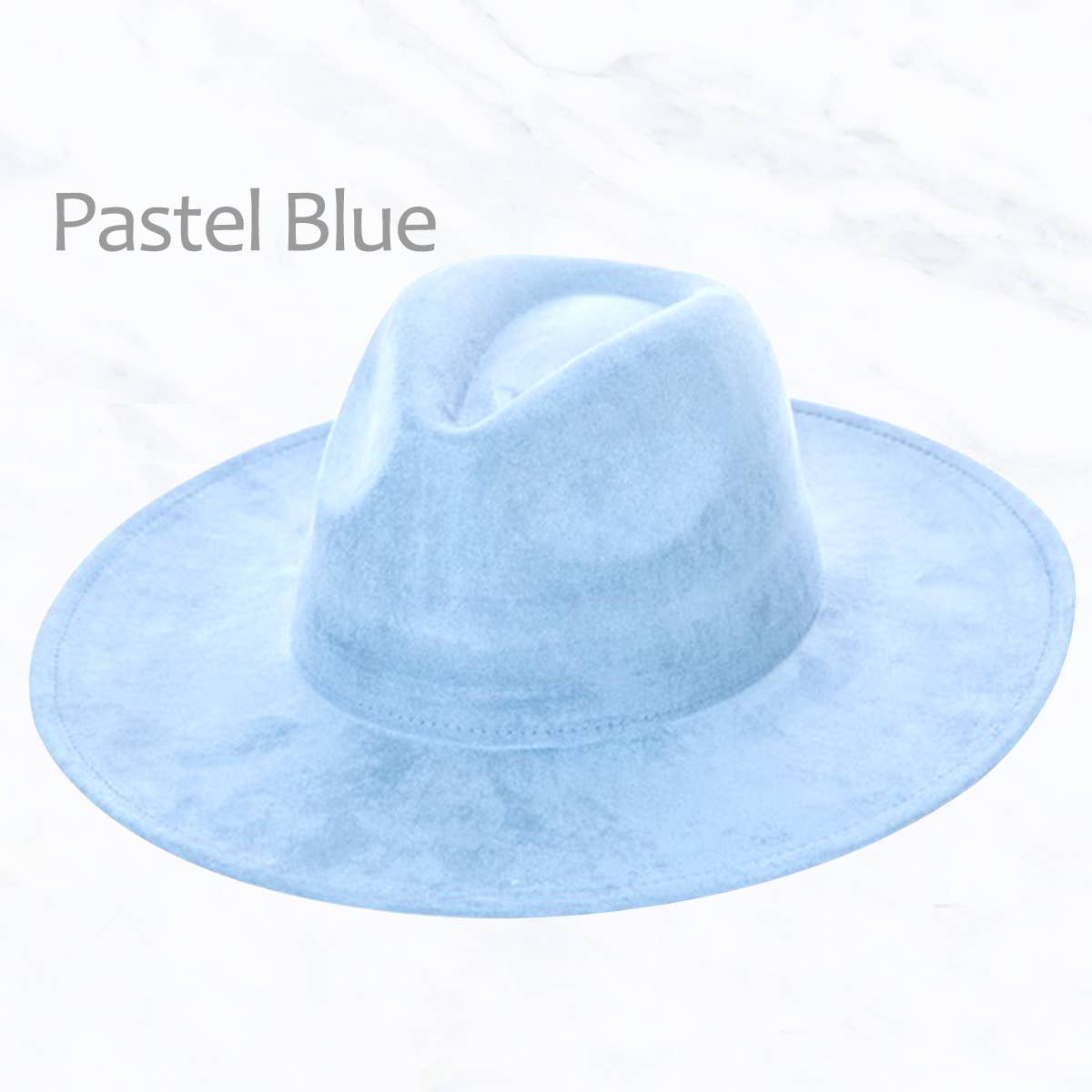 Suzie Q USA - Suede Large Eaves Peach Top Fedora Hat: Pastel Pink